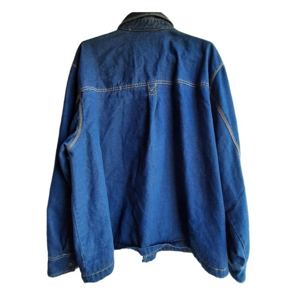 VTG Duke Haband Blue Denim Jacket Men's 3XL Fleece Lined Button Up Jacket - Picture 9 of 10